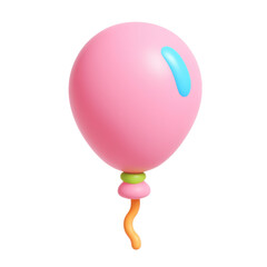 Poster - 3d icon in plastic style representing a colorful pink balloon with a playful twist, suitable for festive occasions and decorations, evoking joy and celebration