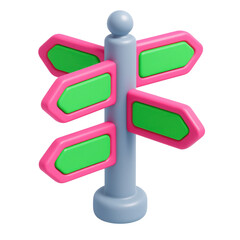 Poster - 3d icon of a colorful directional signpost with plastic style elements, featuring various arrows pointing in different directions against a black background