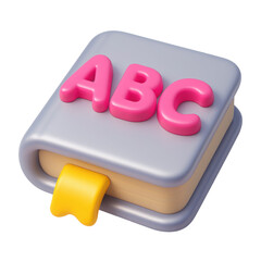 Poster - colorful 3d icon of an abc book in a plastic style, combining playful elements and educational themes for creative digital applications