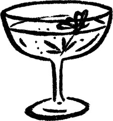 Fototapete - Artistic sketch of coupe glass with cocktail garnished with floating element