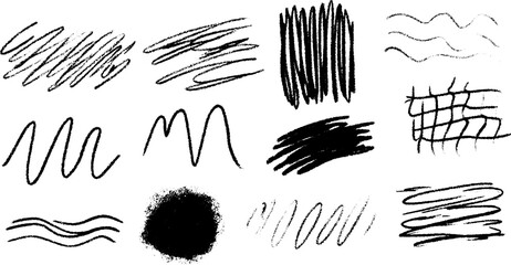 Aufkleber - Artistic sketch collection with crosshatch patch and stripe fill for creative design projects