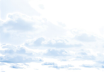 Poster - Fluffy white cumulus clouds float in a blue sky, creating a dreamy and light atmosphere isolated on transparent background