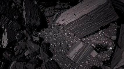 Poster - Abstract Space Explosion with Rock Elements and Colorful Background in Dark Tones