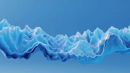 Poster - Abstract Blue Wave Pattern with Smooth Curves and Gradient Depths in Modern Digital Art