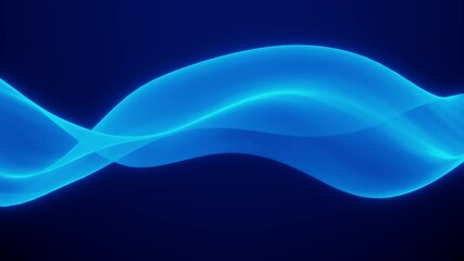 Poster - Abstract colorful wavy background in dark blue on black backdrop. Modern colorful wallpaper. Seamless loop animation. 3d rendering.