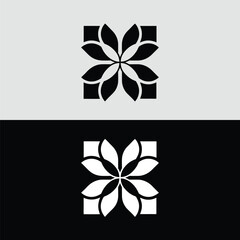 Poster - A geometric floral design with square framing creates an abstract pattern isolated on white background