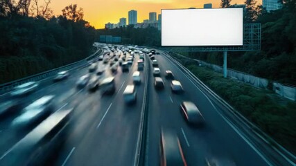 Aufkleber - Highway scene with many cars moving, suitable for use in travel or transportation-related projects