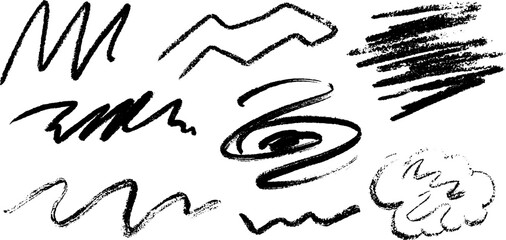 Aufkleber - Hand drawn zigzag scribbles and dotted paths with textured brushwork for creative design