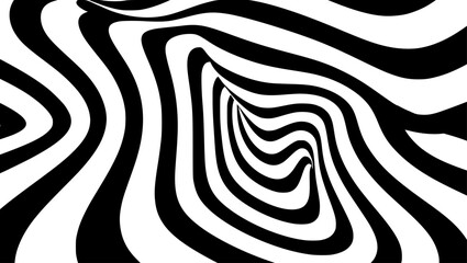 Leinwandbilder - Swirling black and white pattern creates optical illusion with dynamic, wavy lines, forming a hypnotic and abstract, high-contrast visual experience