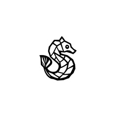 Poster - Vector Origami Seahorse Icon in Geometric Paper Fold Style for Ocean and Wildlife Concepts