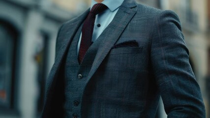 Poster - A close-up shot of a man wearing a suit and tie, suitable for professional or business-related uses