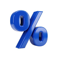 Aufkleber - Glossy Blue Percent Symbol Isolated on Transparent Background Digital Rendering Financial Concept Isolated Transparent Background