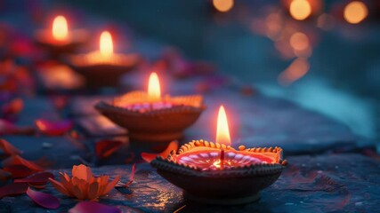 Poster - A group of lit candles placed on a table, ideal for use in event or party decoration
