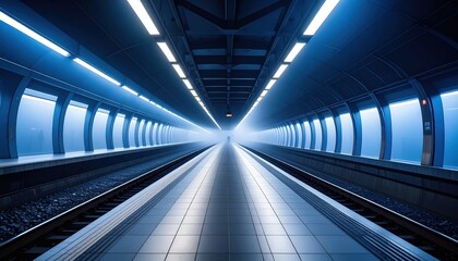 Poster - Mysterious Subway Platform with Misty Twilight Ambiance