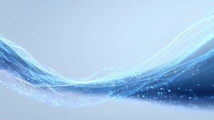 Leinwandbilder - Blue wave light with futuristic technology: abstract digital background featuring particle lines, sleek motion, and modern aesthetic for tech, innovation, and creative visual concepts