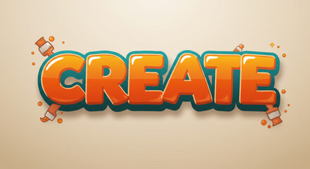 Fototapete - Vibrant 3D Text Effect  Create Your Own Colorful Designs