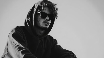 Poster - A person dressed casually with a hoodie and sunglasses, ready for an outing or adventure