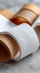 Poster - Close-up of an abstract shape in white paper, showcasing soft light and depth in a minimalist design featuring curves and folds