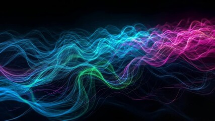 Wall Mural - Abstract Energy Waves: A vibrant display of flowing energy waves, painted in gradients of blue, turquoise, and pink, creating a mesmerizing and dynamic visual experience.