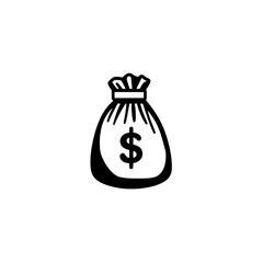 Poster - Money Bag Icon with Dollar Symbol Vector Illustration in Flat Minimalist Style for Finance and Business