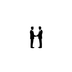 Poster - Two Businessmen Shaking Hands Icon Vector Illustration in Flat Minimalist Style for Partnership and Agreement
