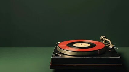Poster - A record player sitting on a table, ready to play music
