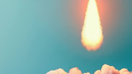 Poster - Rocket launch into the sky with smoke and flames, perfect for space or technology concepts