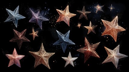Poster - Stars gleaming brightly in a dark night sky background of the vast outer space universe