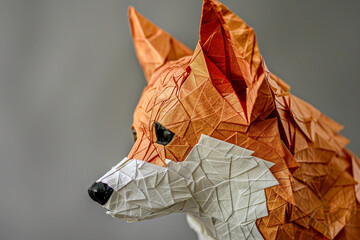 Poster - Picture of creative origami red fox animal generative ai