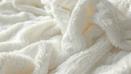 Poster - Close-up view of a white towel resting on a bed, perfect for use in hospitality or bedroom scenes