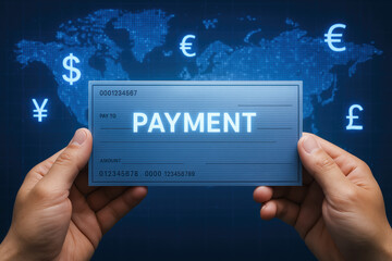 Poster - A digital payment concept symbolizes global currency exchange and secure financial transactions worldwide