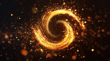 Poster - Abstract glowing 'u' letter shape floating with sparkling light trails against a dark background