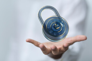 Poster - Secure your data with strong passwords and encryption.  Cybersecurity is key!