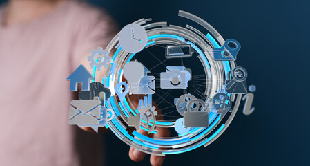 Aufkleber - Digital technology, data, connectivity, internet, global network, communication, information, sharing,  technology, digital world, online