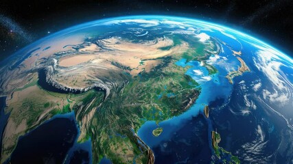 Poster - A view of the Earth from space showing Asia