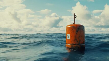 Poster - A floating marker in the open sea, suitable for illustrations or designs related to navigation, adventure, or environmental themes
