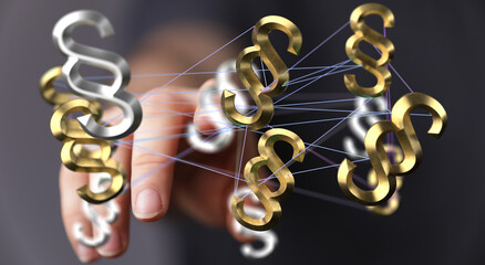 Poster - Abstract image of interconnected paragraph symbols, representing legal networks and connections.