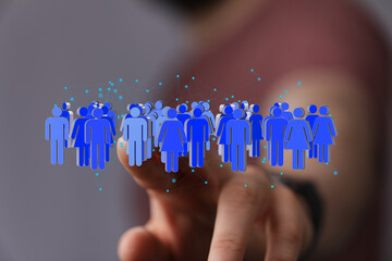 Aufkleber - Image depicts a network of people, representing online communities and social connections.
