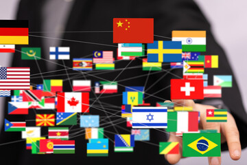 Poster - Image of interconnected flags representing global collaboration and networking.