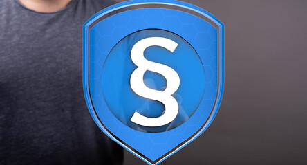 Aufkleber - Secure your data with our robust legal protection.  Digital shield concept.