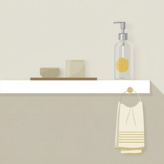 Poster - A shelf with simple bathroom accessories.