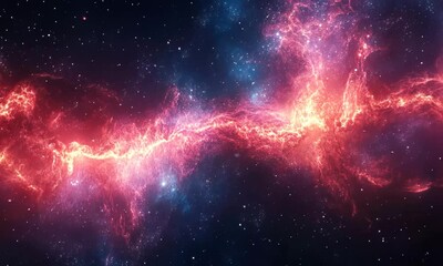 Wall Mural - Cosmic rift: A vibrant nebula's fiery embrace.