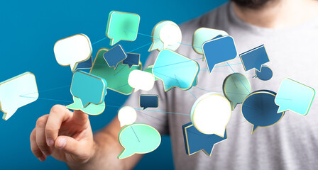 Poster - Conceptual image of communication, social media, networking, and online interactions.