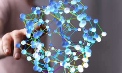 Poster - Abstract image of a digital network sphere.  Perfect for tech, connection, and global concepts.