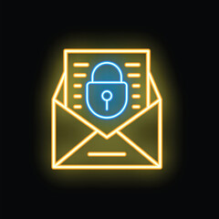 Poster - Neon icon representing secure email communication, highlighting data protection and privacy in digital correspondence