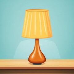 Poster - A decorative, light orange table lamp with a light yellow shade.