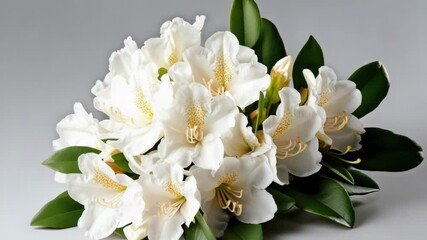 Poster - A bouquet of white flowers with green leaves, perfect for various occasions and decorations
