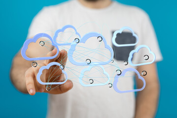 Aufkleber - Visual representation of a cloud computing network, showcasing data storage and seamless sharing.