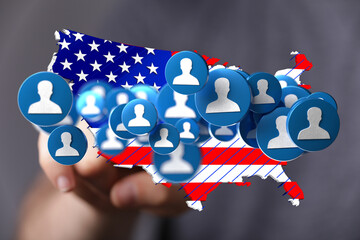 Poster - Visual representation of a vast US network. Ideal for social media, technology, and communication concepts.