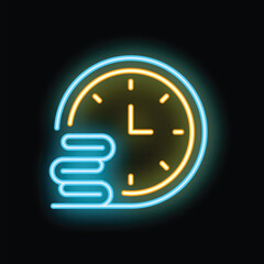 Poster - Glowing neon icon representing the concept of time passing by quickly while studying